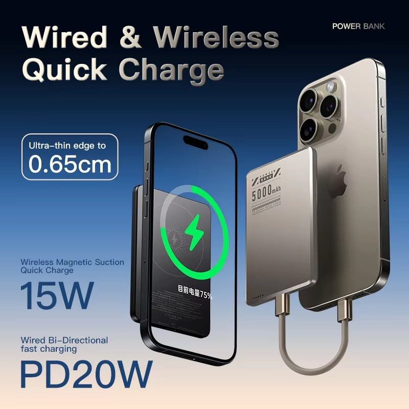 X6 Ultra-thin Wireless Power Bank 5000mAh