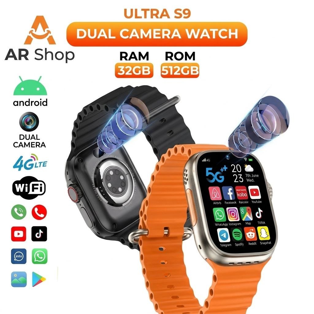 Ultra S9 Water Drop Screen Smart Watch - 32GB RAM & 512GB ROM Edition