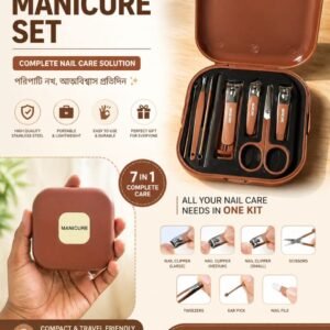 Premium 7-in-1 Professional Manicure & Grooming Kit with Strap Case