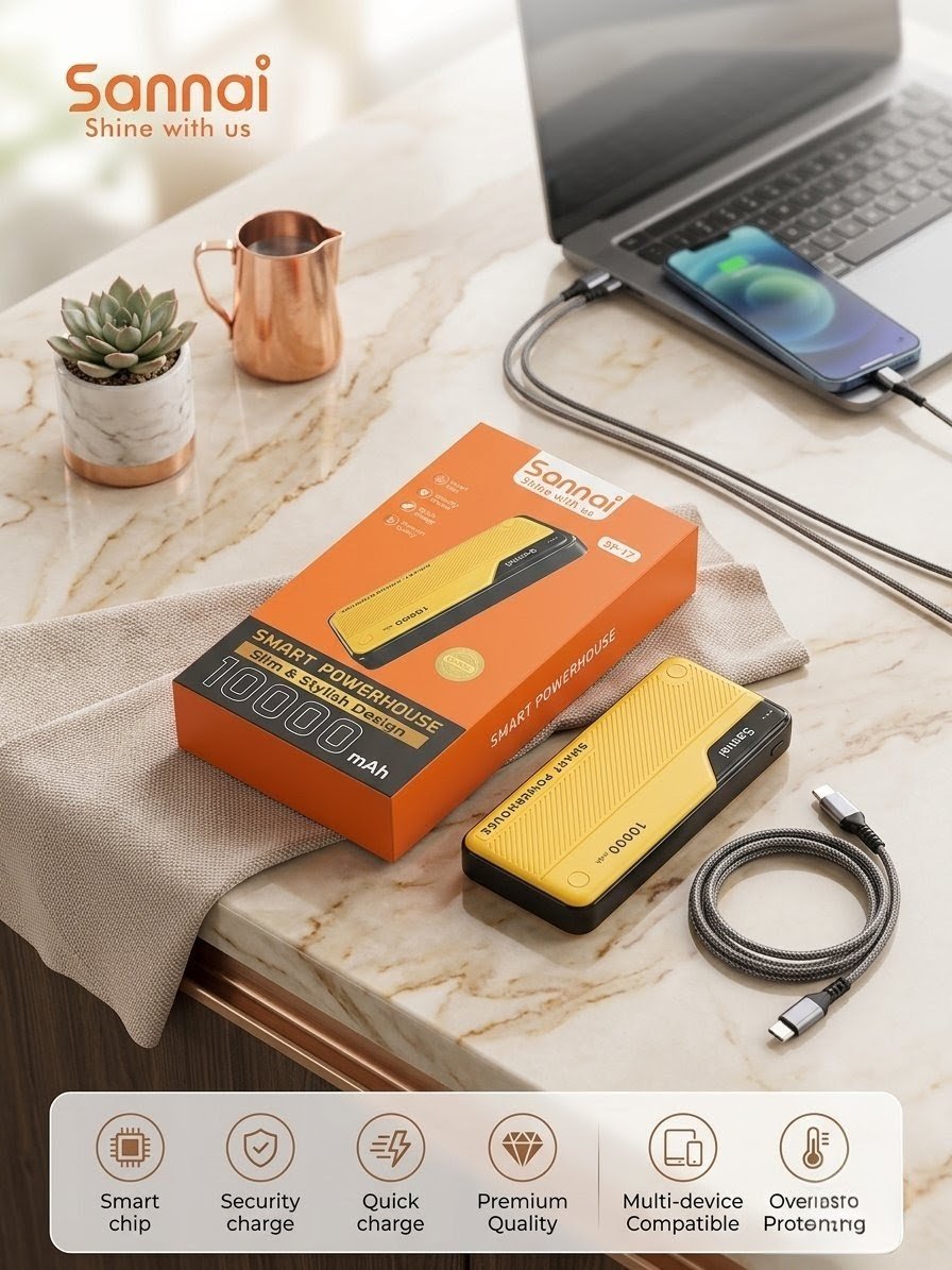 Sannai SP-17 Smart Powerhouse 10000mAh Slim & Stylish Power Bank