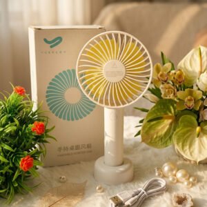 YUEKE Minimalist Handheld Desktop Fan with Round Base
