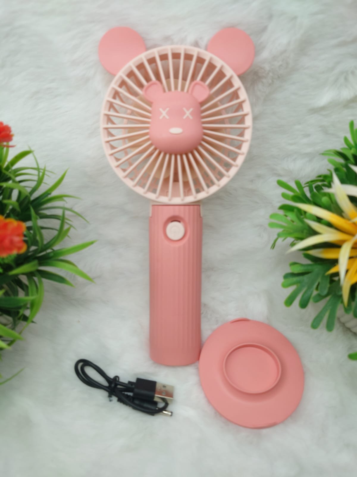 Cute Gloomy Bear Handheld Mini Rechargeable Fan with Table Stand