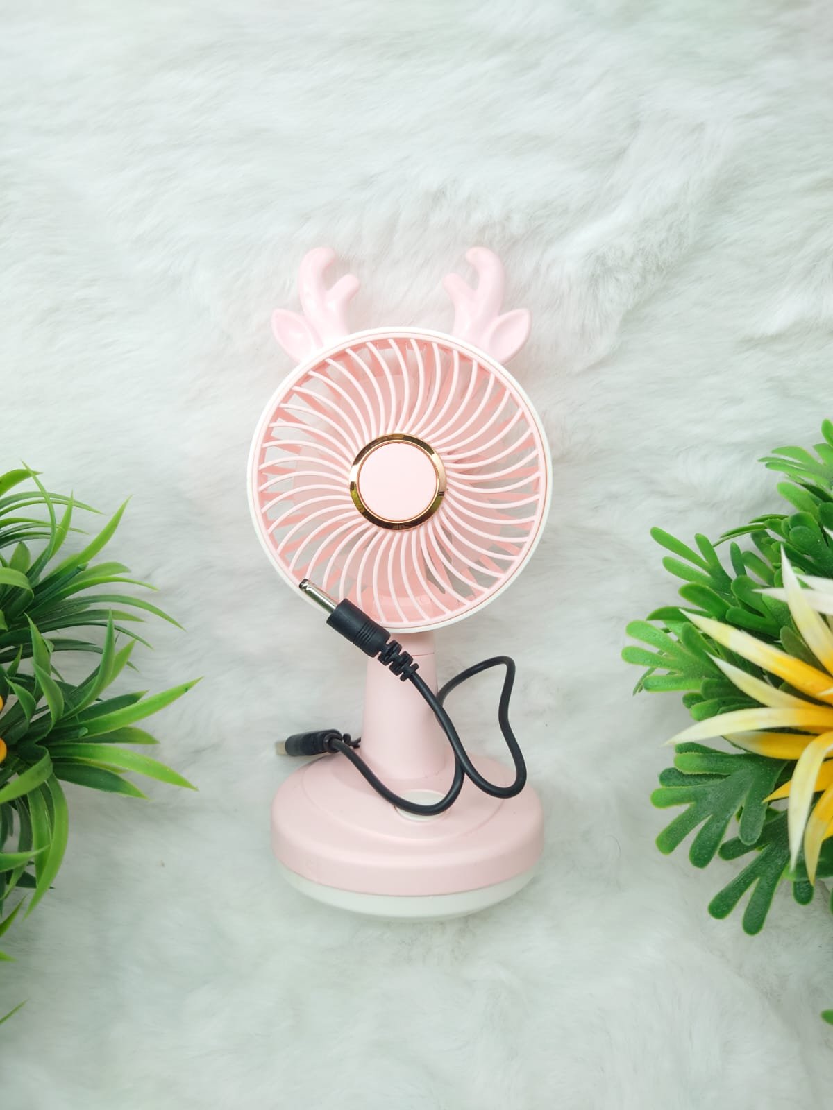 Cute Antler Design Rechargeable Desktop Mini Fan
