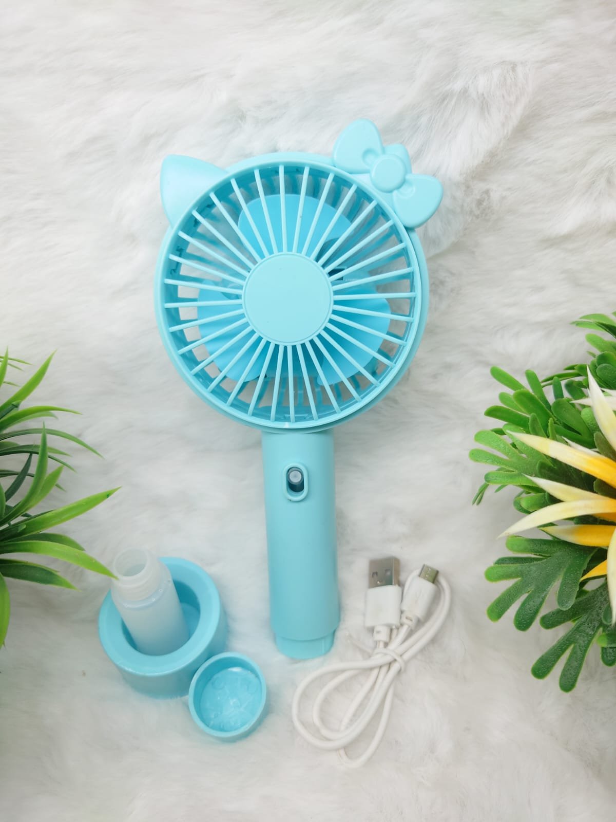 Cute Hello Kitty Design 2-in-1 Handheld Mist Fan with Cold spray & Night Light