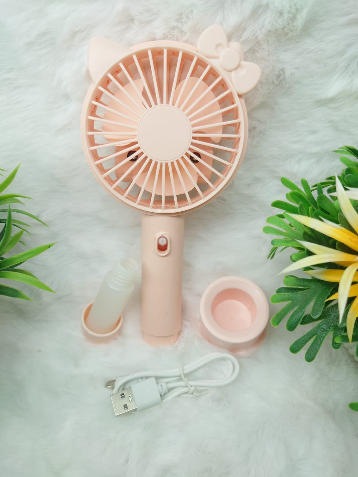 Cute Hello Kitty Design 2-in-1 Handheld Mist Fan with Cold spray & Night Light