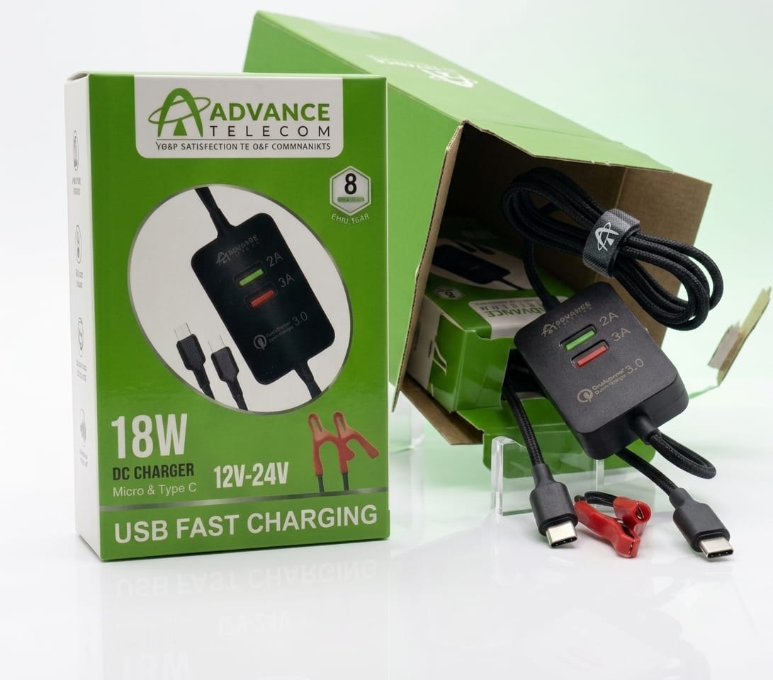 Advance Telecom 18W Fast DC Charger (12V-24V) with Battery Clamps